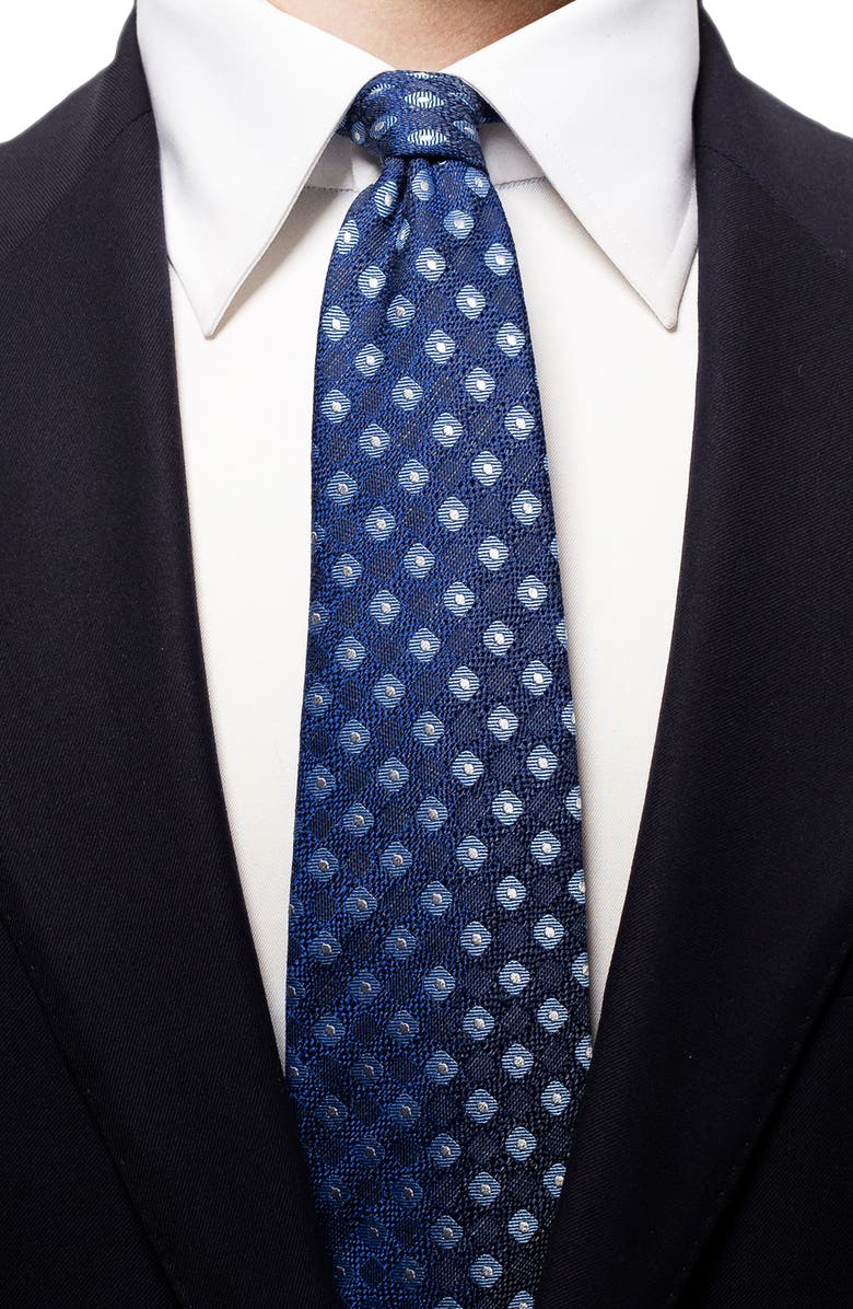 Eton Medallion Silk & Linen Tie, Alternate, color, Blue