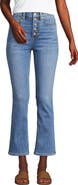 Lands' End High Rise Denim Button Front Kick Flare Crop Jeans