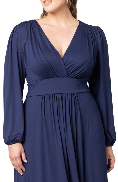 Kiyonna Kelsey Long Sleeve Maxi Dress In Nouveau Navy