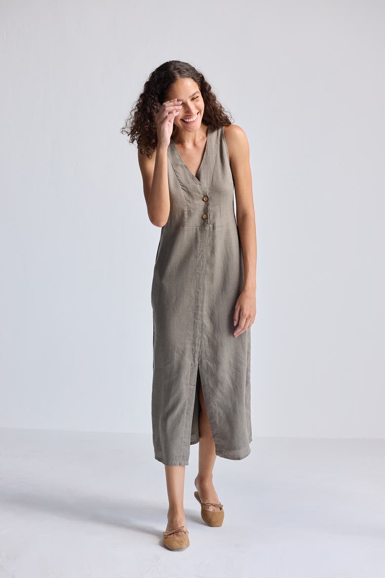 Straight Dress with Front Slit, Alternate, color, Dark Green