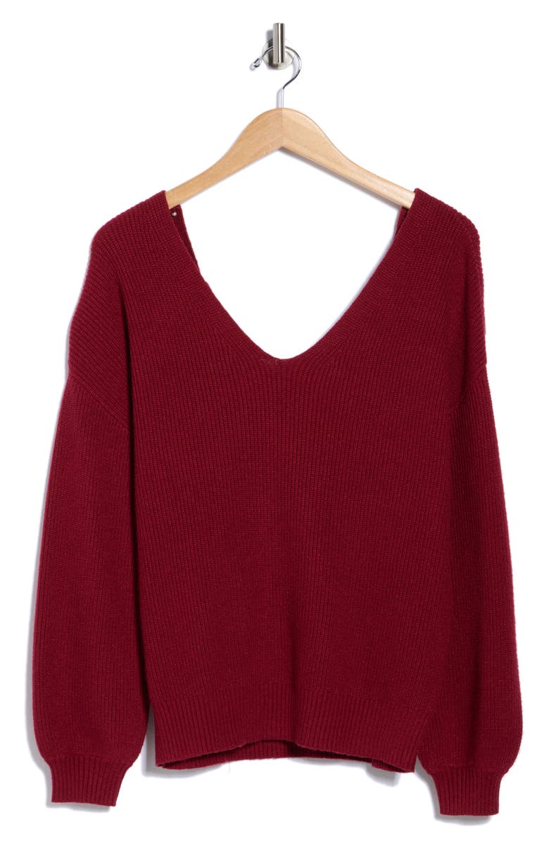 Blu Pepper Bow V-Neck Sweater, Alternate, color, Deep Red