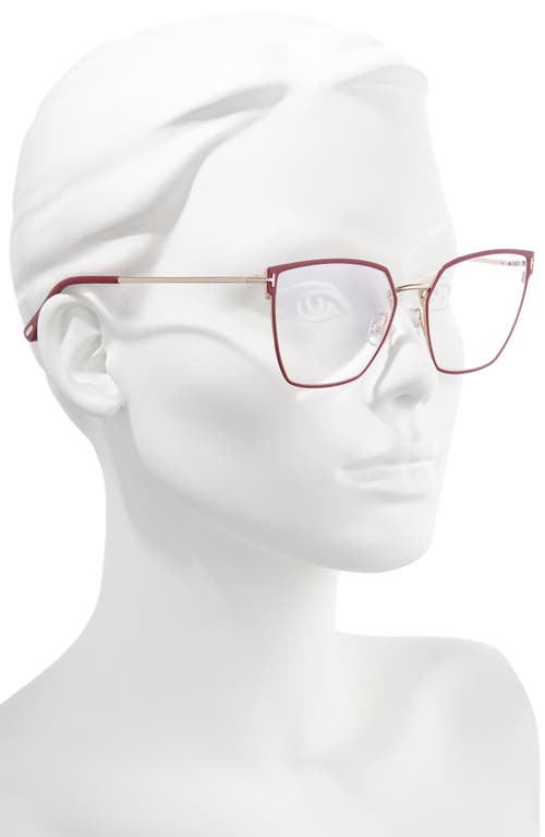 Tom Ford 55mm Cat Eye Blue Light Blocking Glasses In Bordeaux/gold