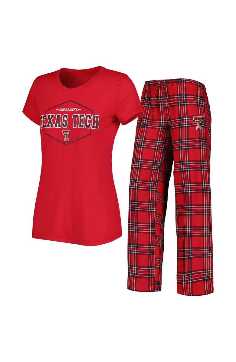 CONCEPTS SPORT Women's Concepts Sport Red/Black Texas Tech Red Raiders Badge T-Shirt & Flannel Pants Sleep Set, Main, color, 