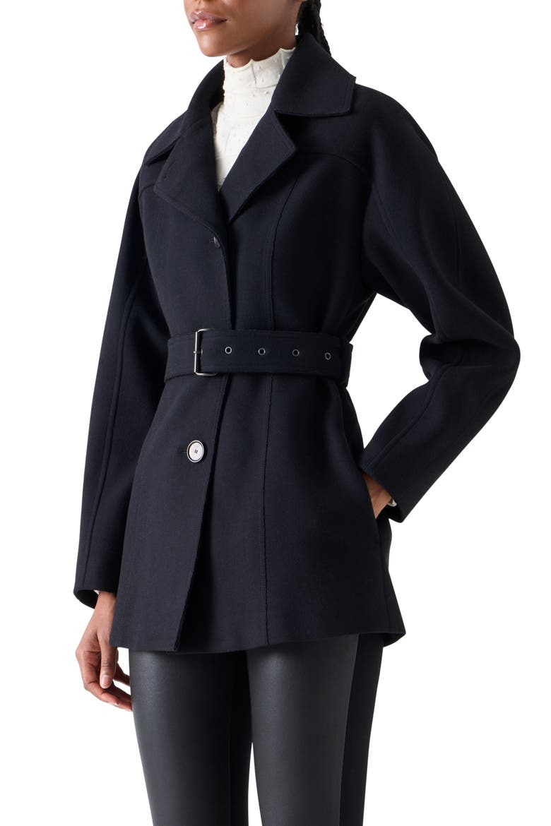 Wool Blend Jacket with Barrel Sleeves, Alternate, color, BLACK