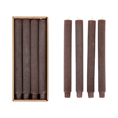 Unscented Pleated Taper Candles in Box, Set of 12