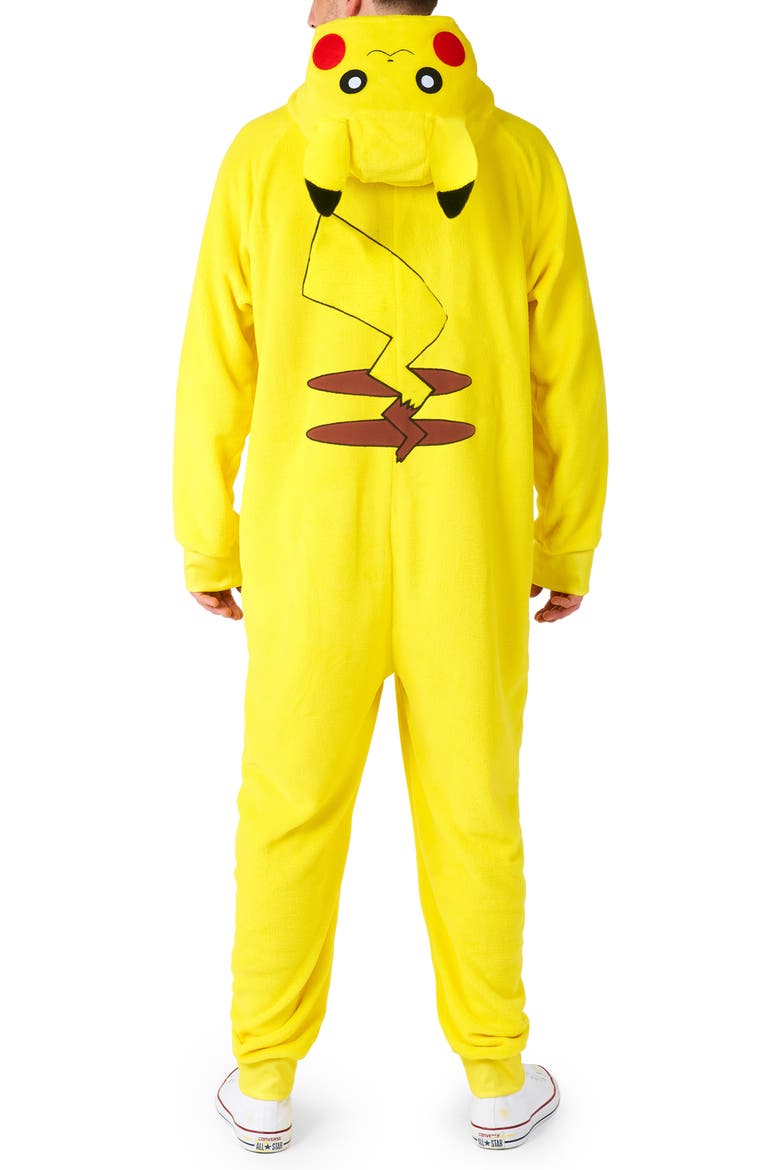 Pokémon™ Pikachu Hooded Long Sleeve Fleece Jumpsuit, Alternate, color, YELLOW