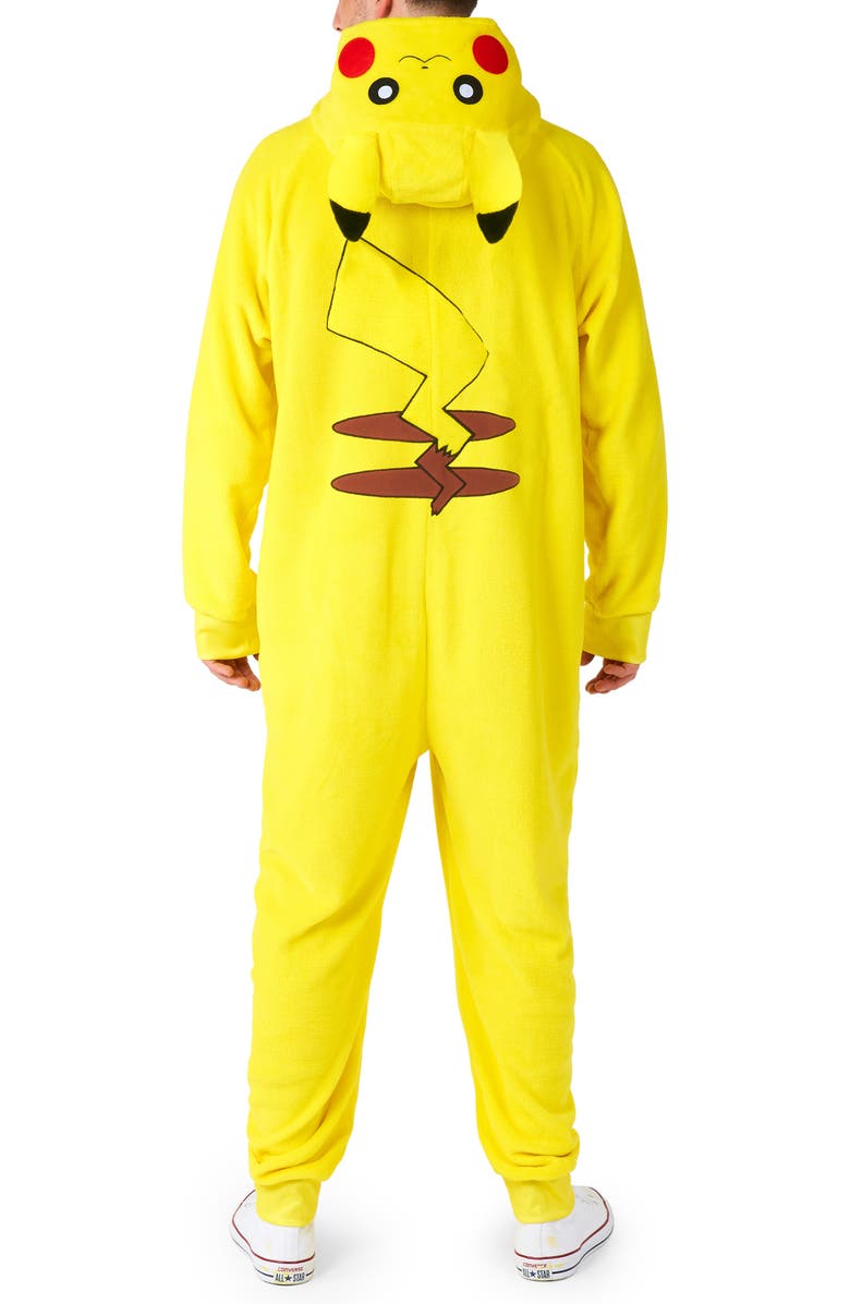 OppoSuits Pokémon<sup>™</sup> Pikachu Hooded Long Sleeve Fleece Jumpsuit, Alternate, color, Yellow
