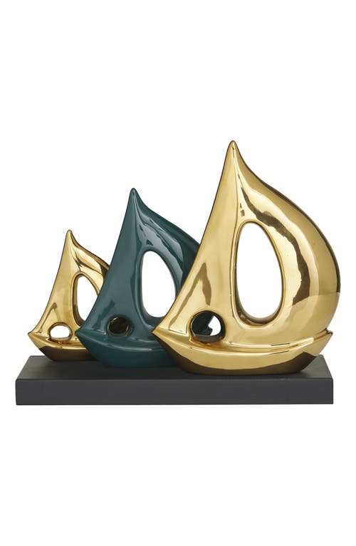 Uma Contemporary Sailboat Statue In Gold