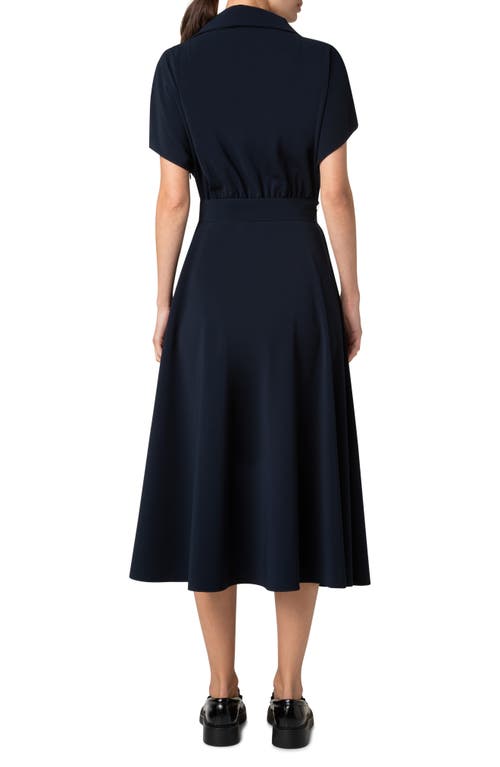 Shop Akris Punto Belted Midi Polo Dress In Navy