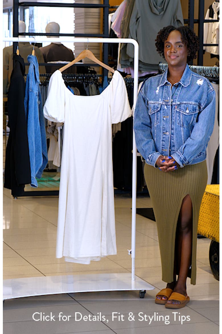 Puff Sleeve Linen Blend Midi Dress video