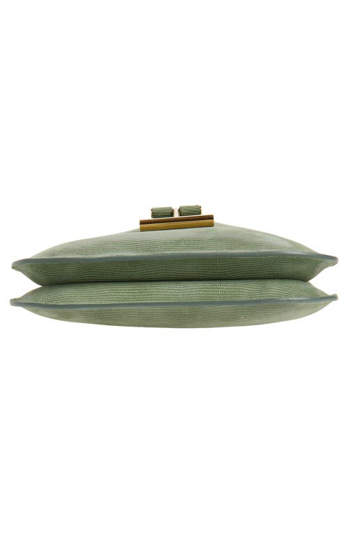 Tom Ford Small Tara Lizard Embossed Leather Top Handle Bag In Laurel Green