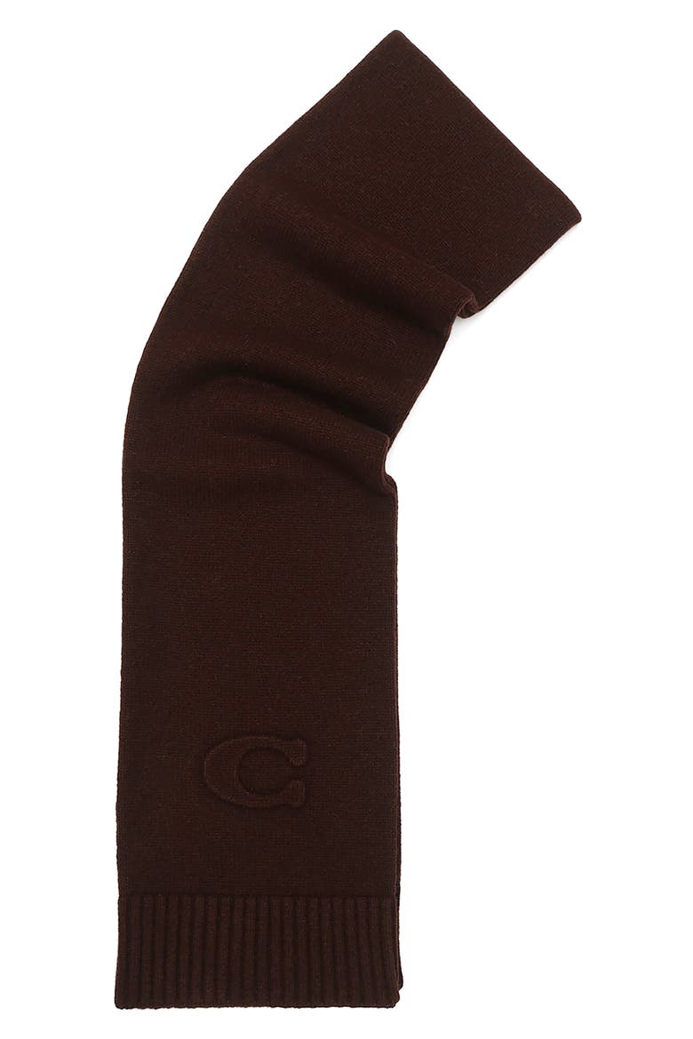 Embossed Logo Merino Wool Blend Scarf, Alternate, color, MAPLE