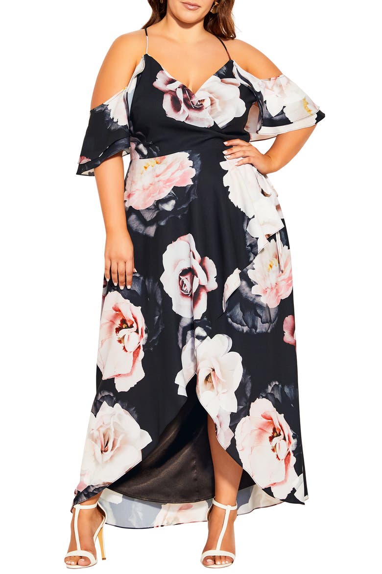Austin Floral Cold Shoulder Maxi Dress, Main, color, AUSTIN FLORAL
