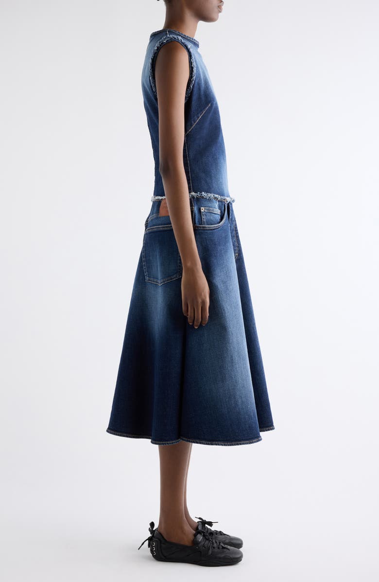 Acne Studios Duffena Layered Denim Midi Dress, Alternate, color, Dark Blue