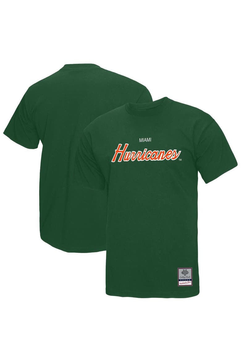 Men's Mitchell & Ness  Green Miami Hurricanes Elite Script T-Shirt, Main, color, Green