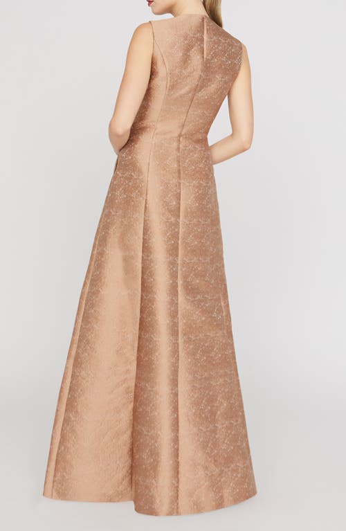 Kay Unger Gabriella Jacquard Gown In Neutral