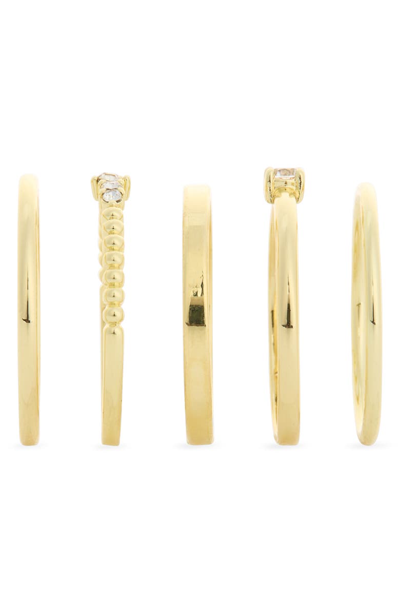 Covet Set of 5 Stackable Band Rings, Alternate, color, Clear / Gold