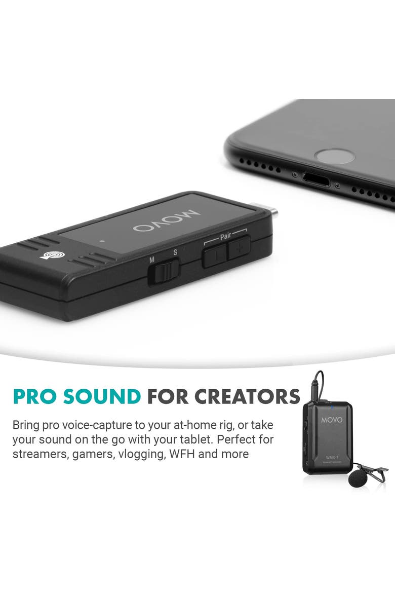 WMX-1-UL Wireless USB and USB-C Lavalier Microphone System for Computers, Alternate, color, Black