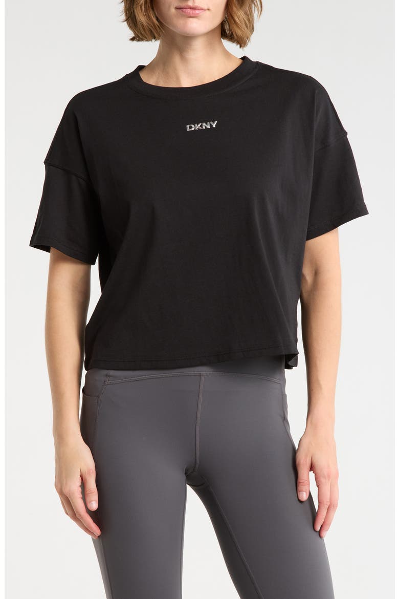 Metallic Bubble Logo Cotton T-Shirt, Main, color, BLACK