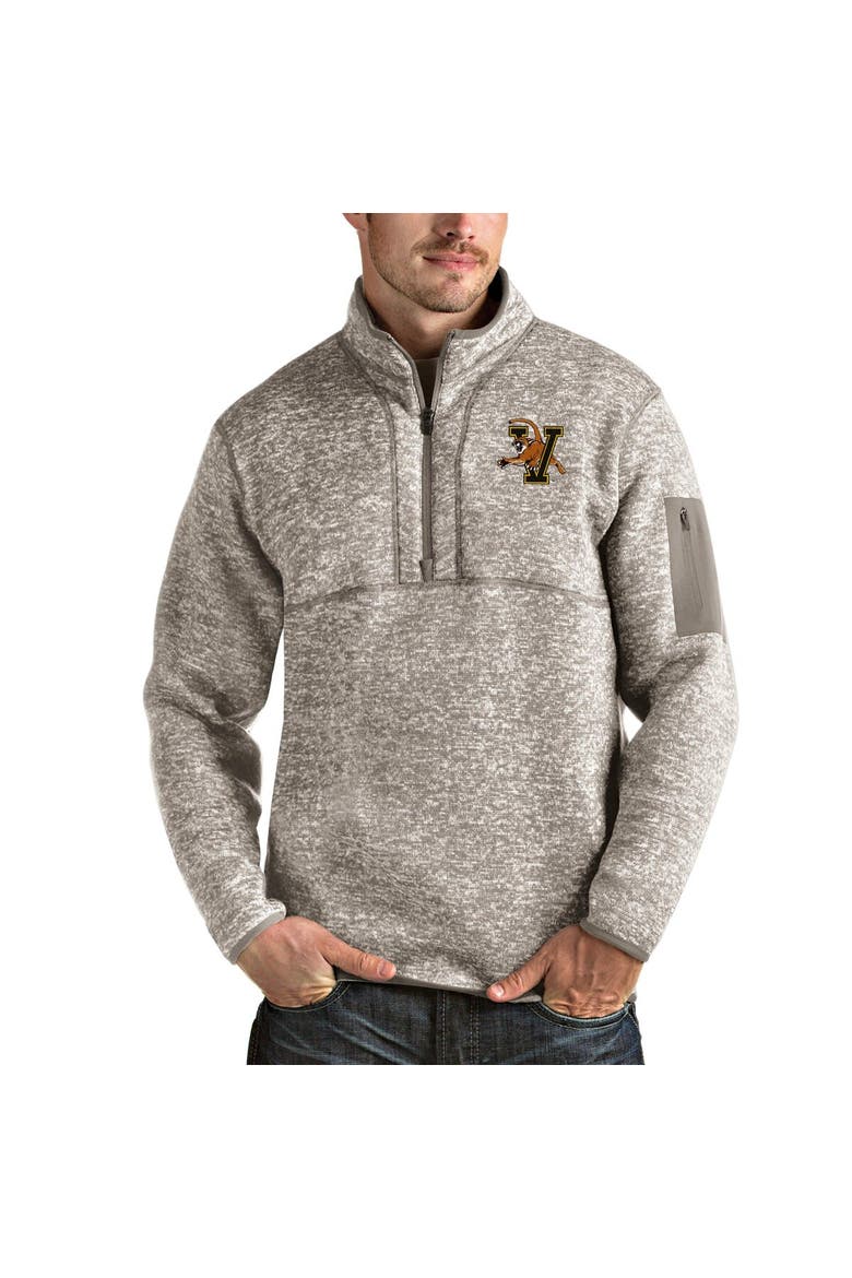 Men's Antigua Oatmeal Vermont Catamounts Fortune Half-Zip Pullover Jacket, Alternate, color, Oatmeal