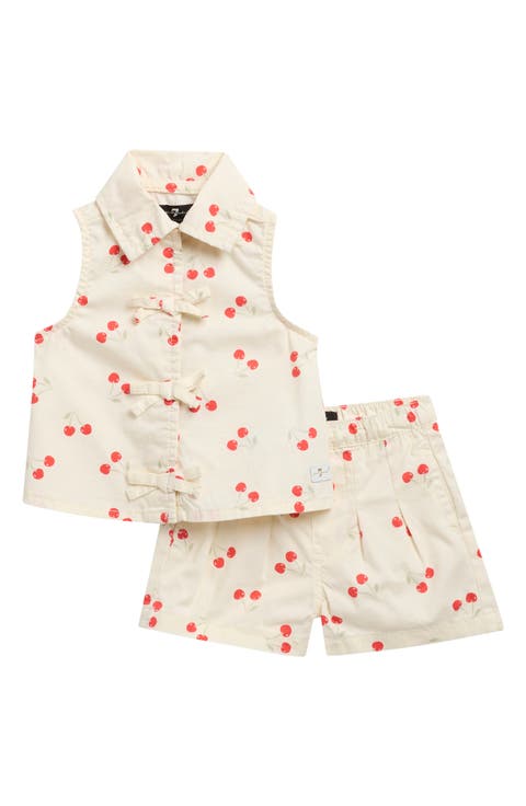 Bow Cotton Denim Top & Shorts Set (Baby)