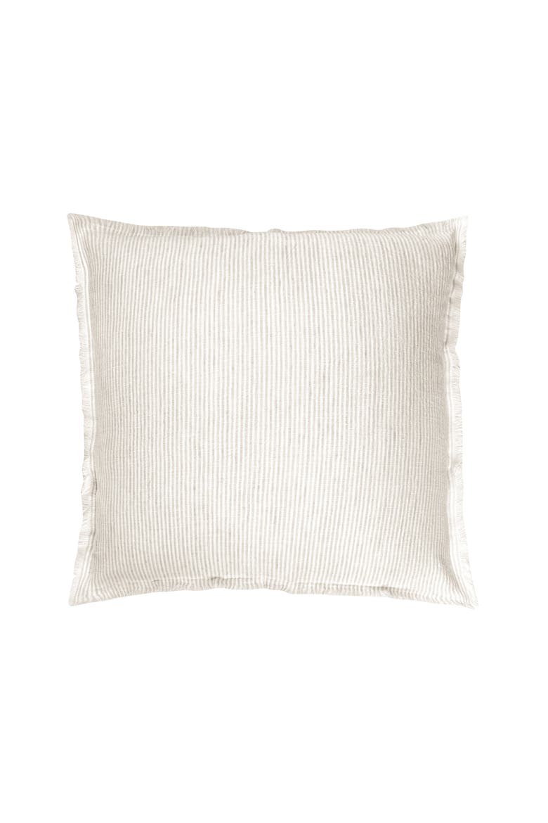 So Soft Linen Pillow with Down Alternative Insert, Alternate, color, Beige Pinstripe