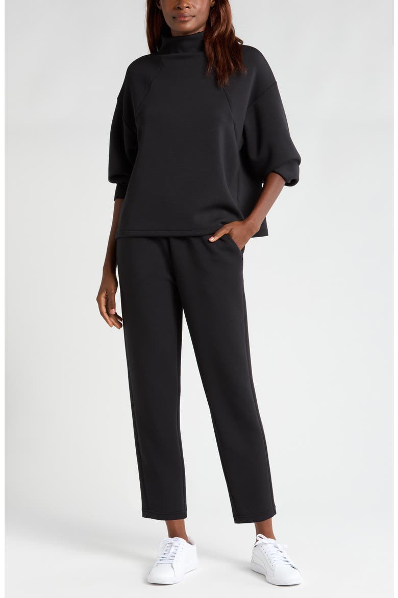Soft Scuba Knit Liftoff Drawstring Ankle Pants, Alternate, color, BLACK