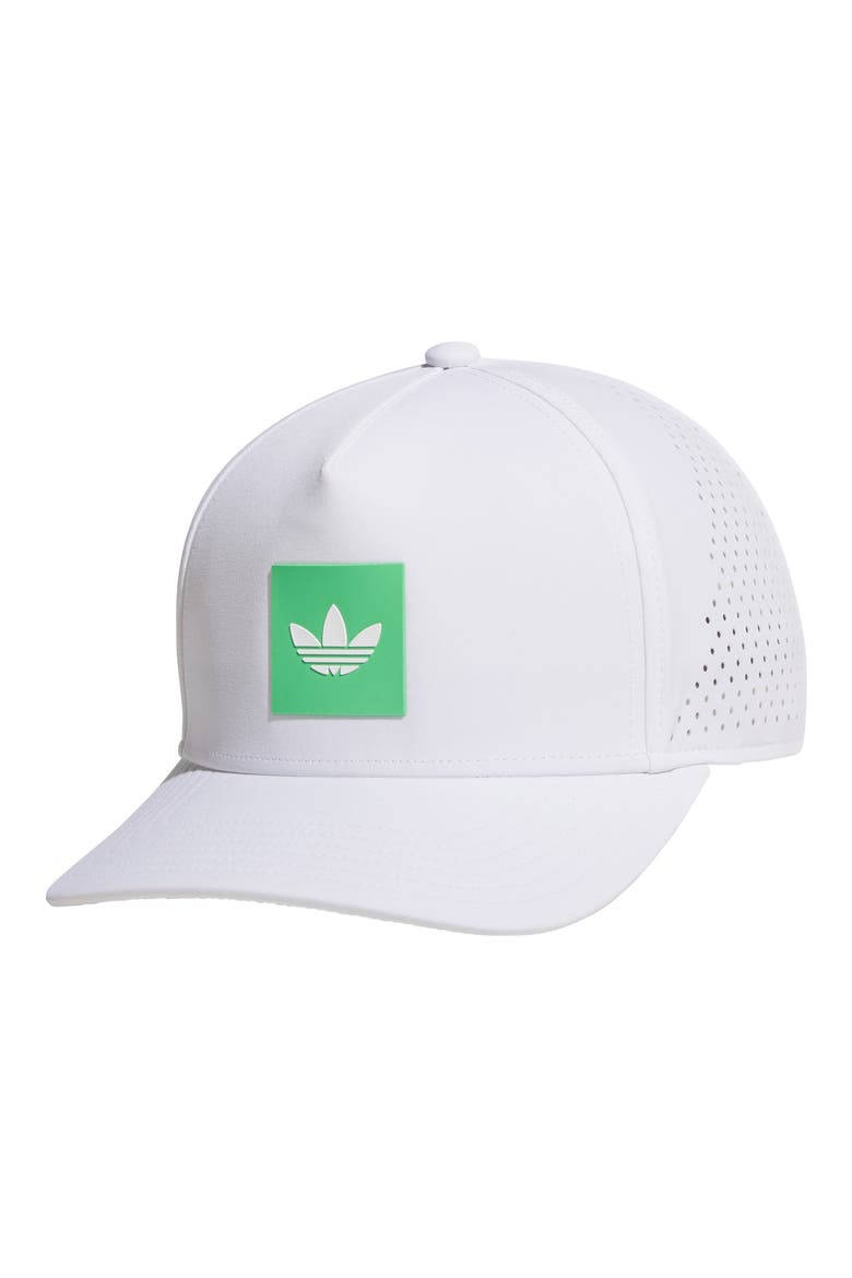 Floatie Trefoil Baseball Cap, Main, color, WHITE/ SCREAMING GREEN