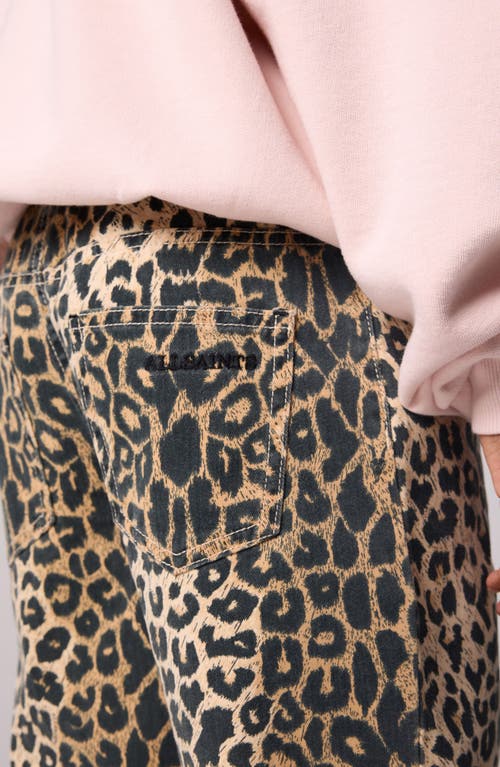 Smallsaints By Allsaints Kids' Leopard Print Straight Leg Jeans In Brown