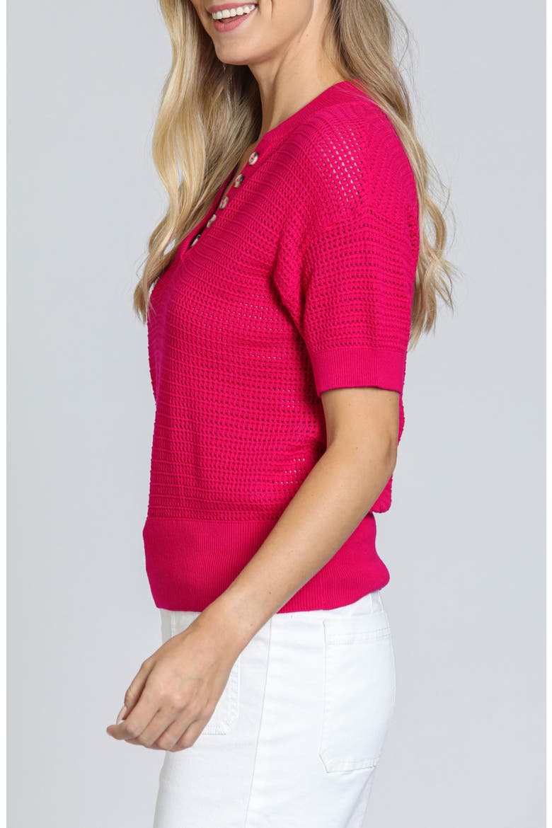 Open Stitch Cotton Polo, Alternate, color, RASPBERRY
