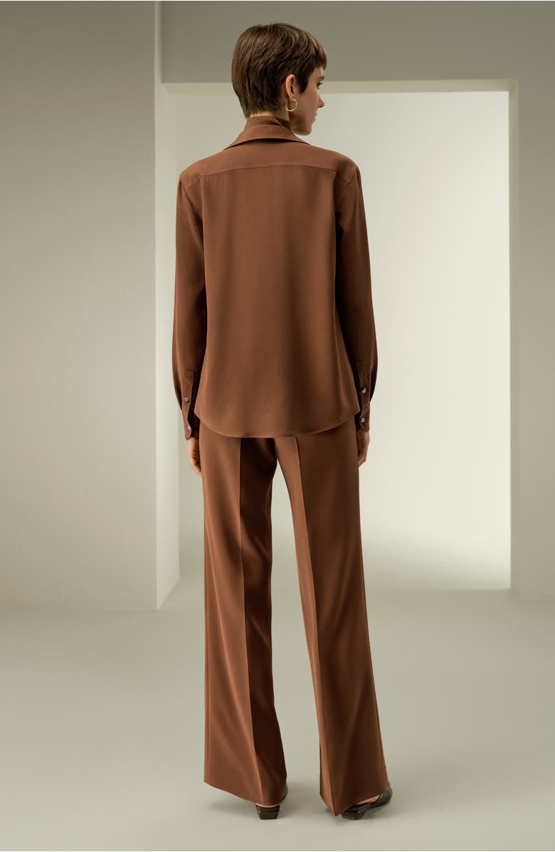 Lilysilk Basic Silk Spread Collar Shirt, Alternate, color, Espresso