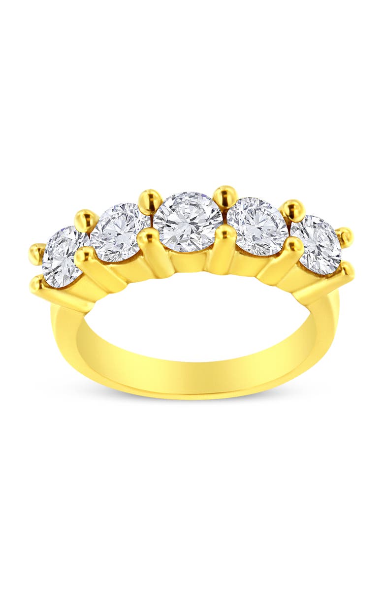Haus of Brilliance 14K Gold Over Silver 2.0 Cttw Diamond 5 Stone Wedding Band Ring, Main, color, Yellow Gold Over Silver