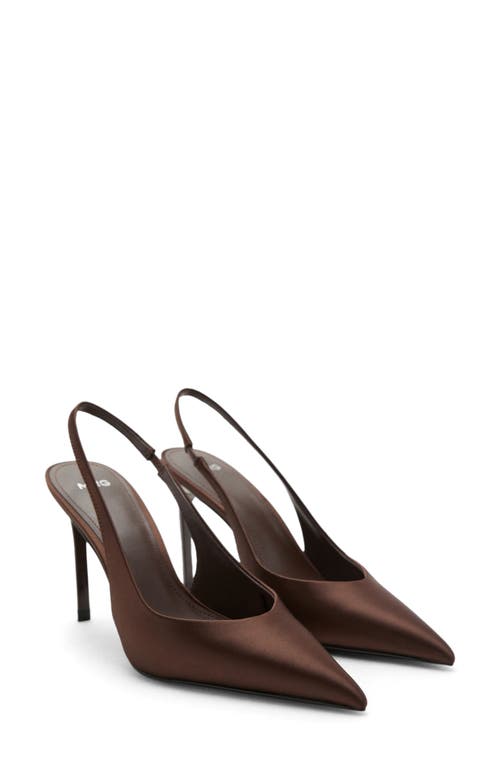 Mango Mica Pointed Toe Slingback Pump In Brown