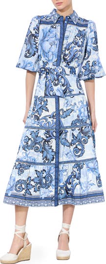 Alice + Olivia Geneva Print Belted Midi Shirtdress | Nordstrom