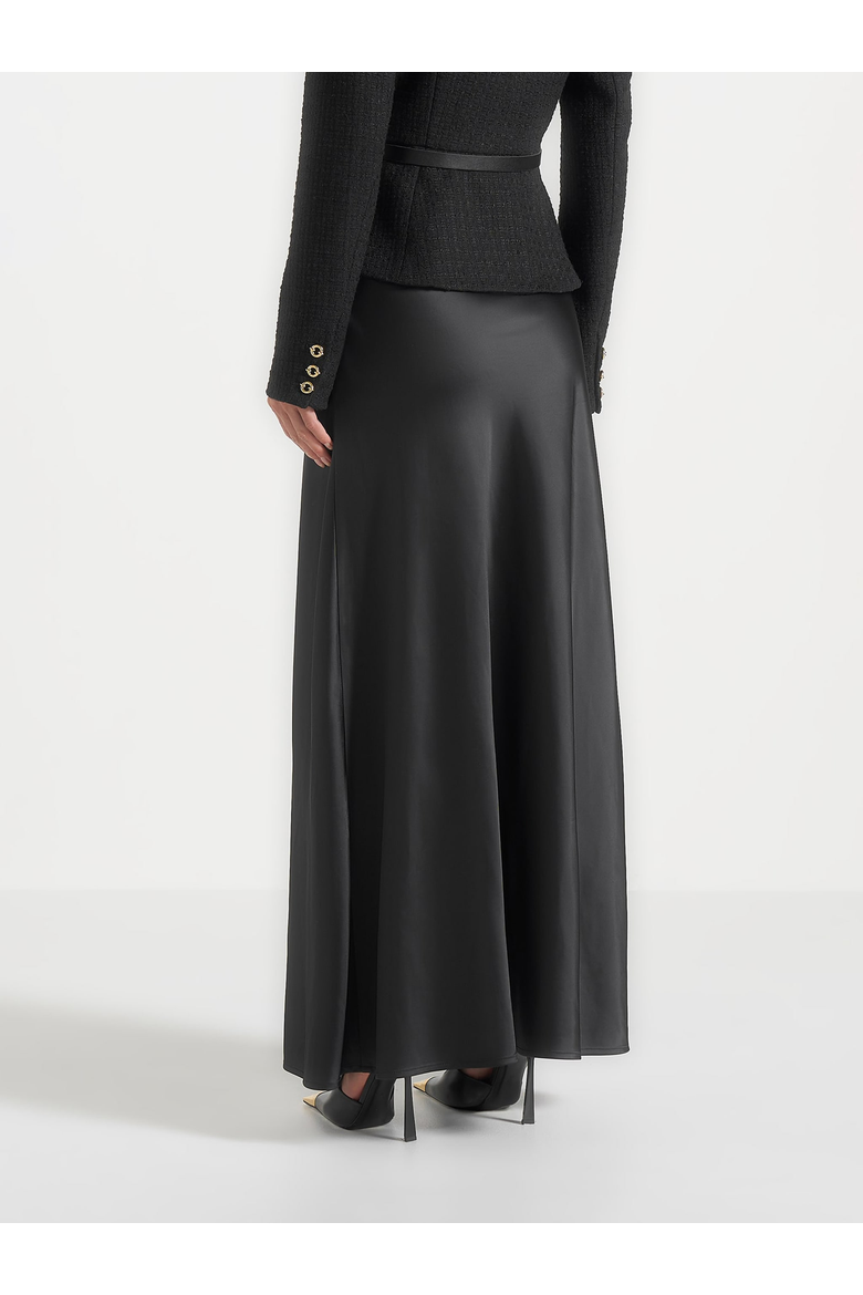 Grace Boucle Blazer Satin Maxi Dress, Alternate, color, Black