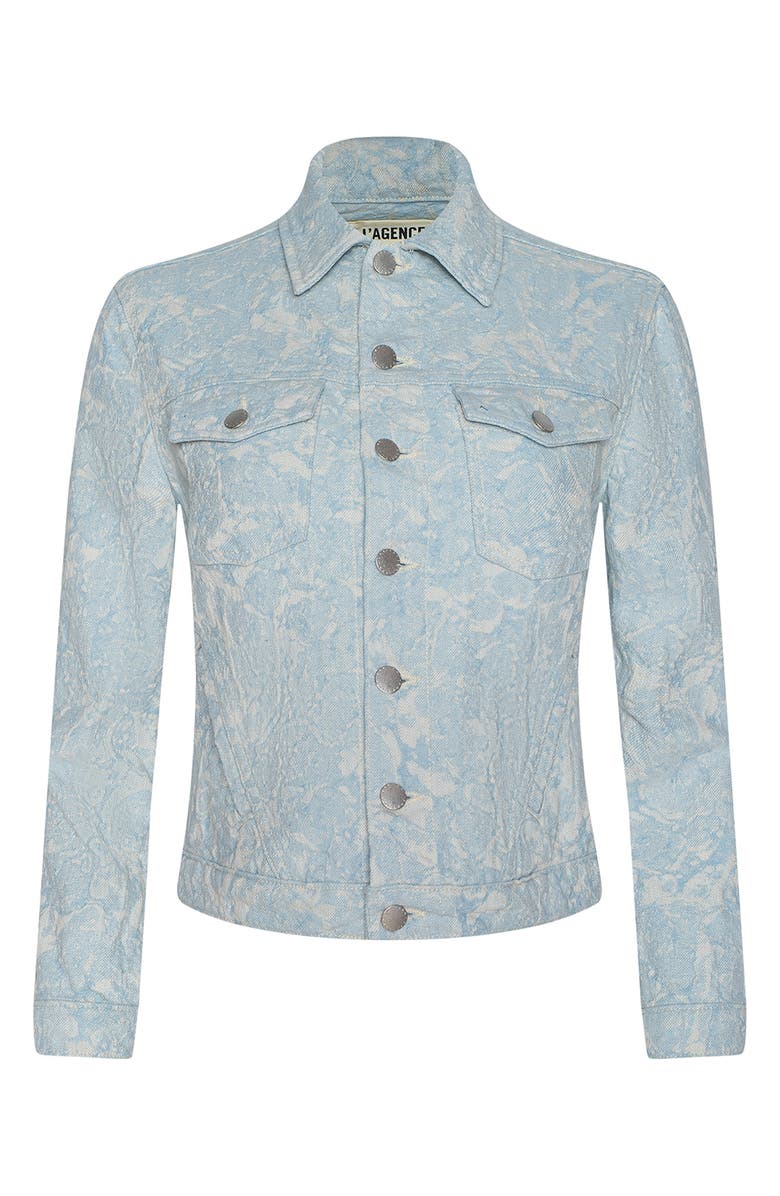 L'AGENCE Maven Floral Stitch Denim Jacket, Alternate, color, Cloud Damask