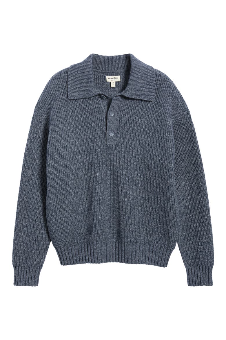 Space Dye Cotton Blend Sweater Polo, Alternate, color, GREY FOLKSTONE