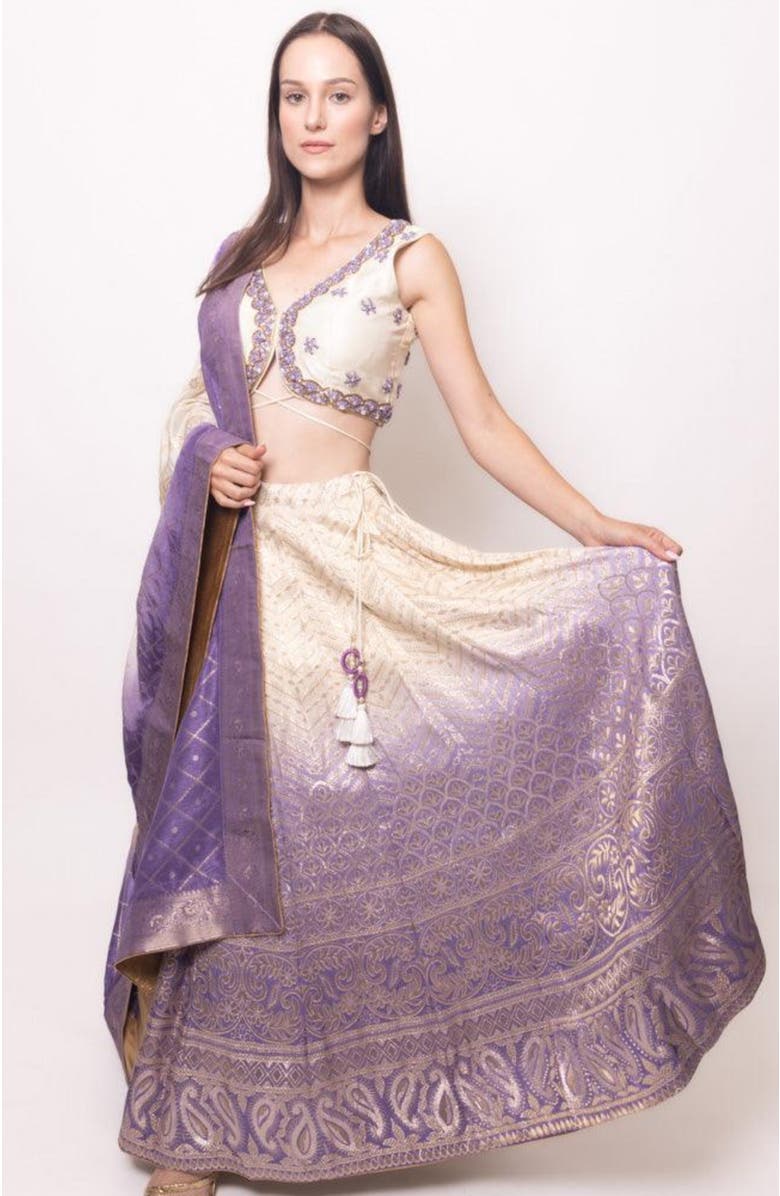 RAAS Lily Banarasi Silk Shaded Lehenga Choli, Alternate, color, Off-White Shaded