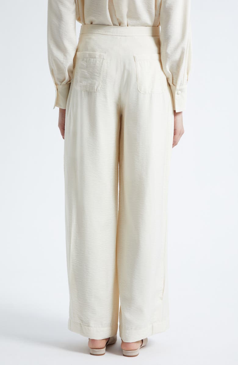 Emporio Armani Reverse Pleat Techno Rayon Wide Leg Pants, Alternate, color, Ivory