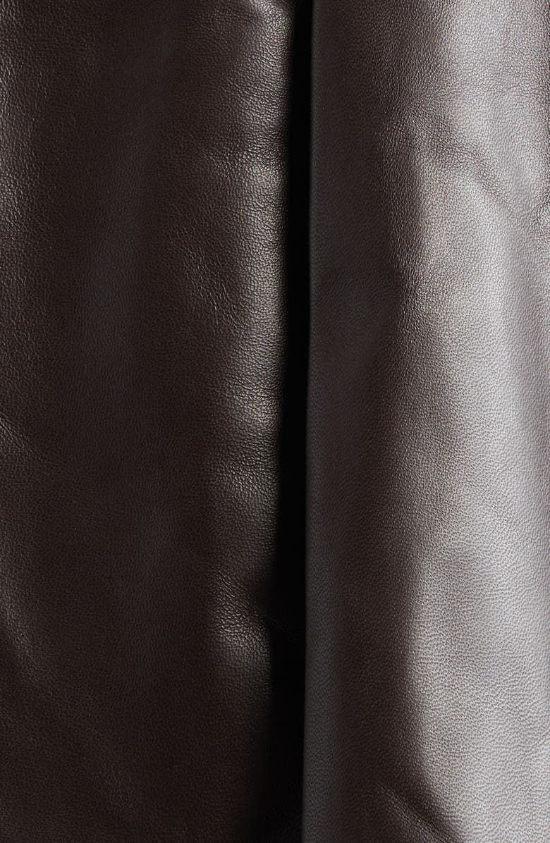 Marni Leather Jacket with Genuine Shearling Collar, Alternate, color, Chocolate