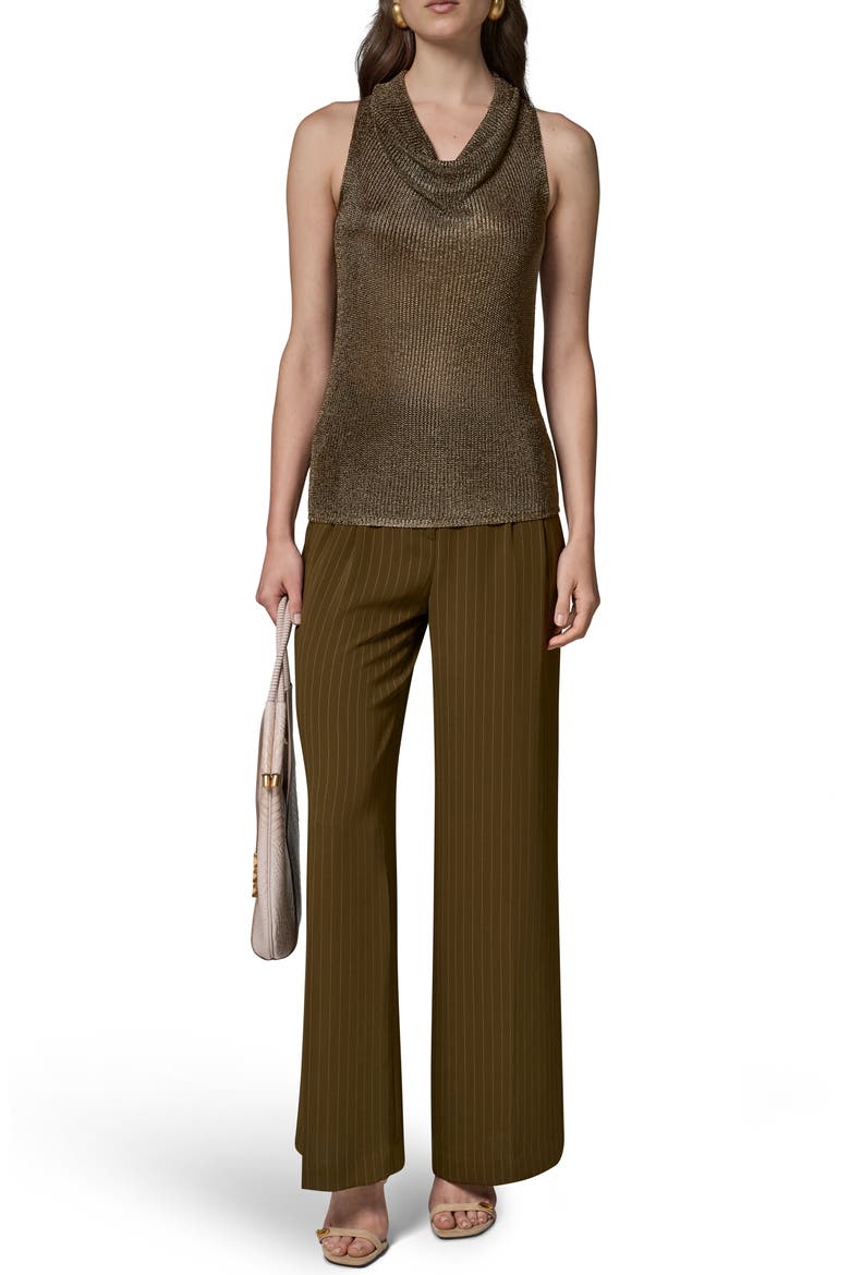 Metallic Cowl Neck Sleeveless Top, Alternate, color, OLIVE BRIN