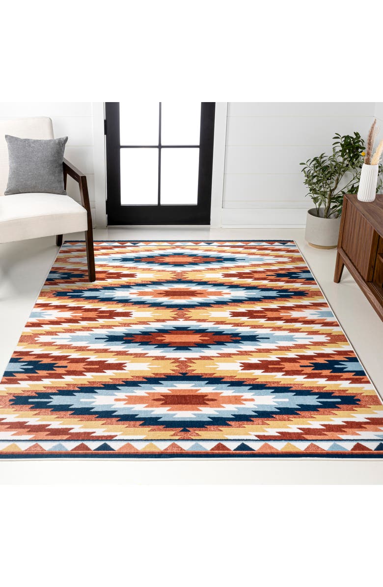 JONATHAN Y Konya Diamond Kilim Geometric Area Rug, Alternate, color, Yellow/Red/Blue