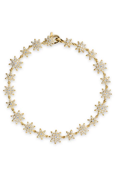 Petite Starburst Tennis Bracelet in 18K Yellow Gold with Diamonds, 8.2mm