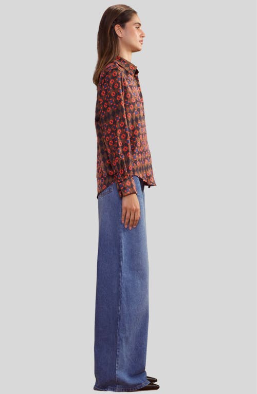 Cynthia Rowley Collectible Silk Shirt In Geo Black/red Combo