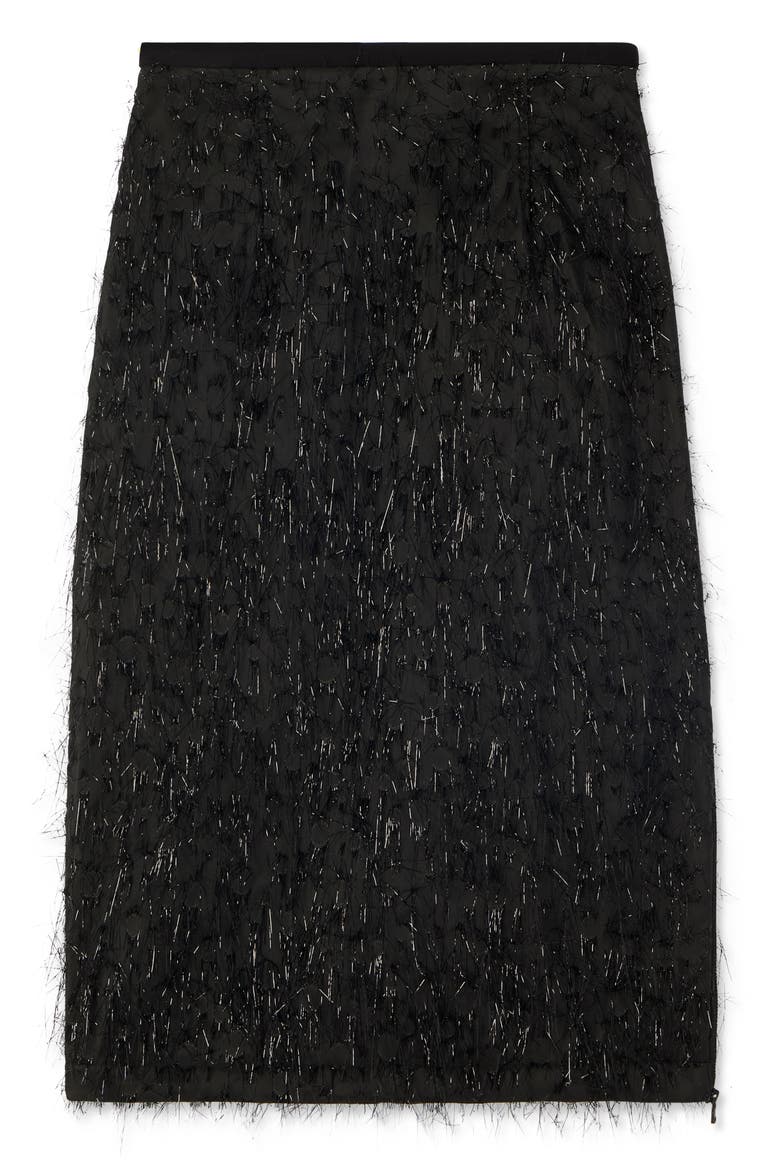 Tinsel Taffeta Midi Skirt, Alternate, color, BLACK