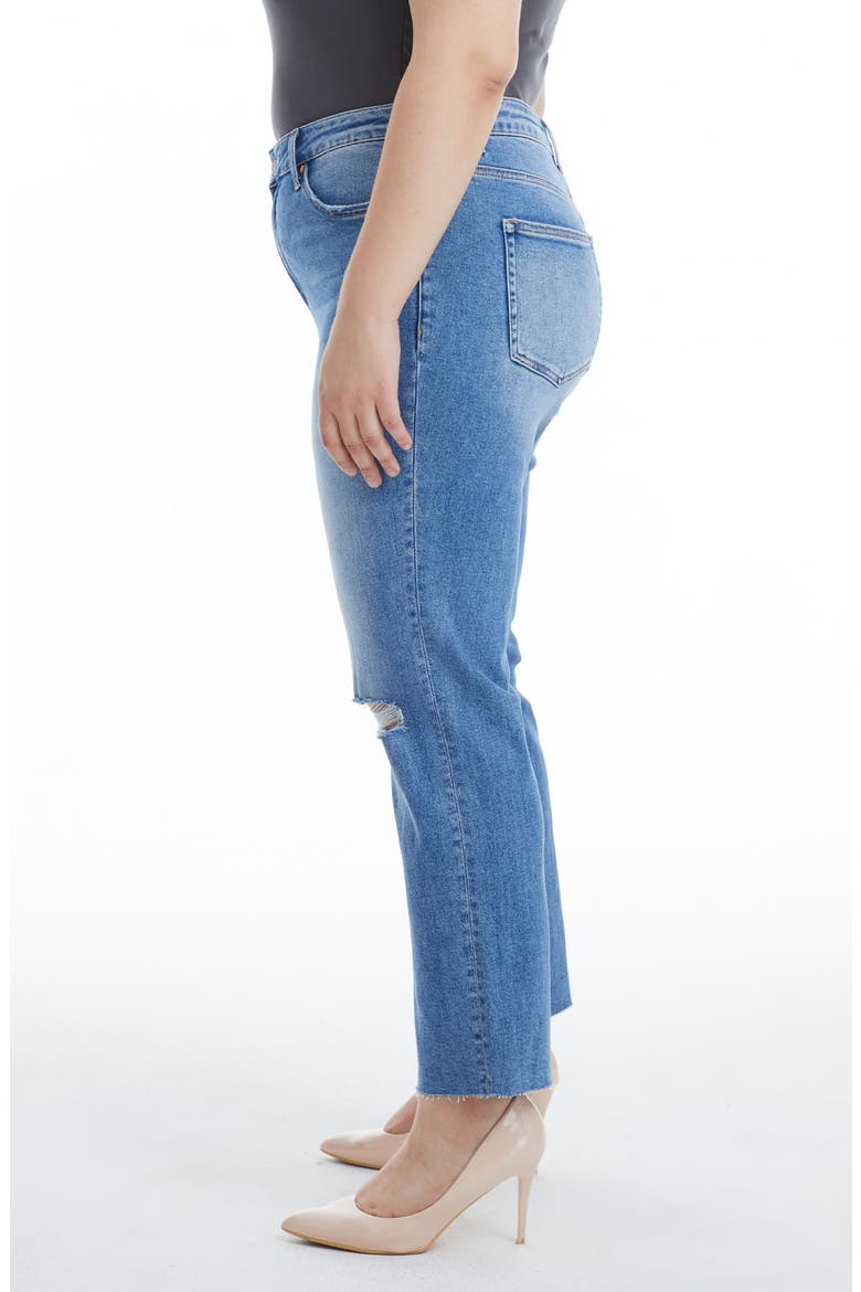 Distressed Slim Straight Leg Jeans, Alternate, color, MEDIUM BLUE