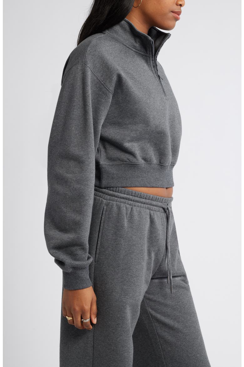Quarter Zip Fleece Detail Sweatshirt, Alternate, color, GREY MEDIUM CHARCOAL HEATHER