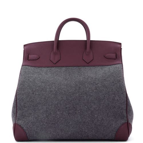 Pre-owned Hermes  Hermes Go Team Hac Birkin Bag Felt And Togo With Palladium Hardware 40 In Gray