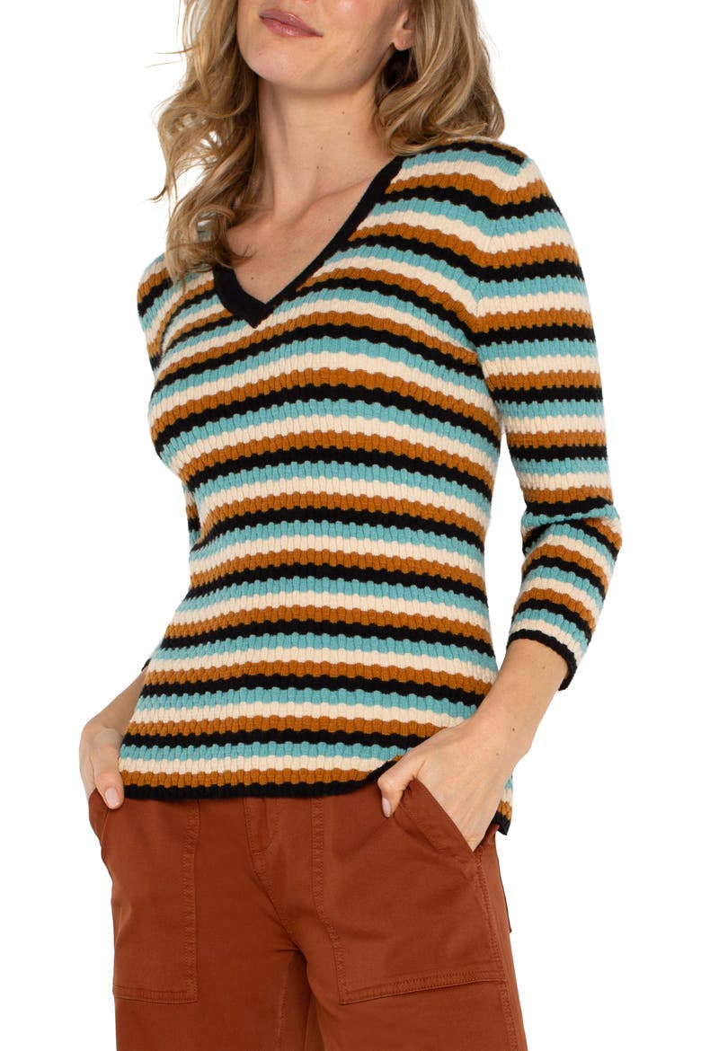 Stripe Textured Sweater, Alternate, color, OCEAN MULTI STRIPE
