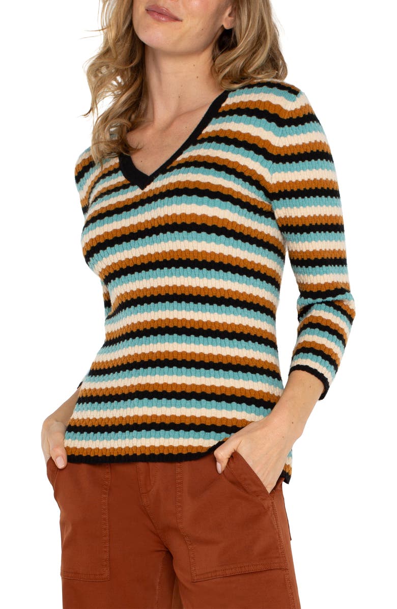 Liverpool Los Angeles Stripe Textured Sweater, Alternate, color,